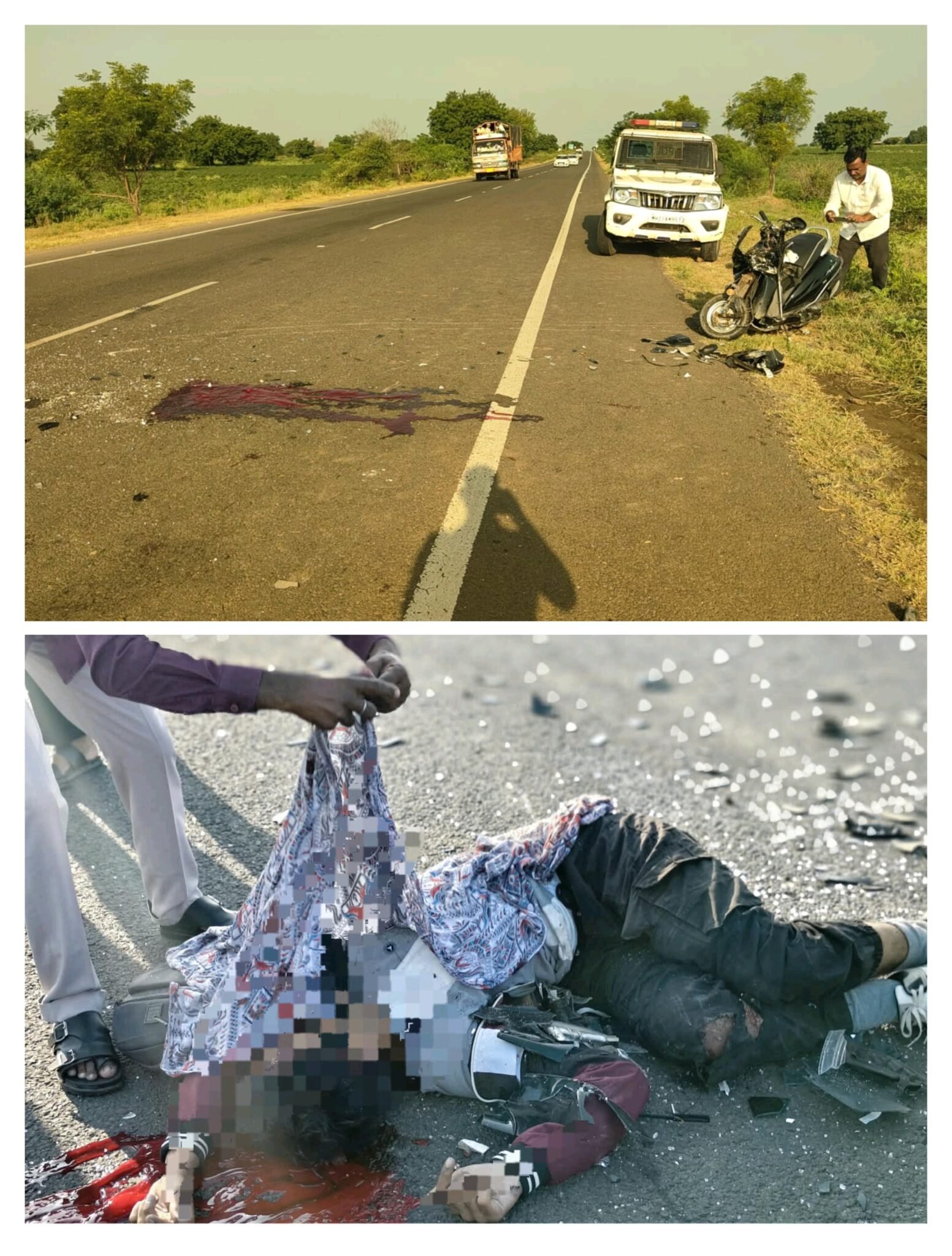 *राष्ट्रीय महामार्गावरील खड्डा ठरला काळ; ऑटो-स्कूटीच्या भीषण अपघातात तरुणाचा जागीच मृत्यू, महिला गंभीर*